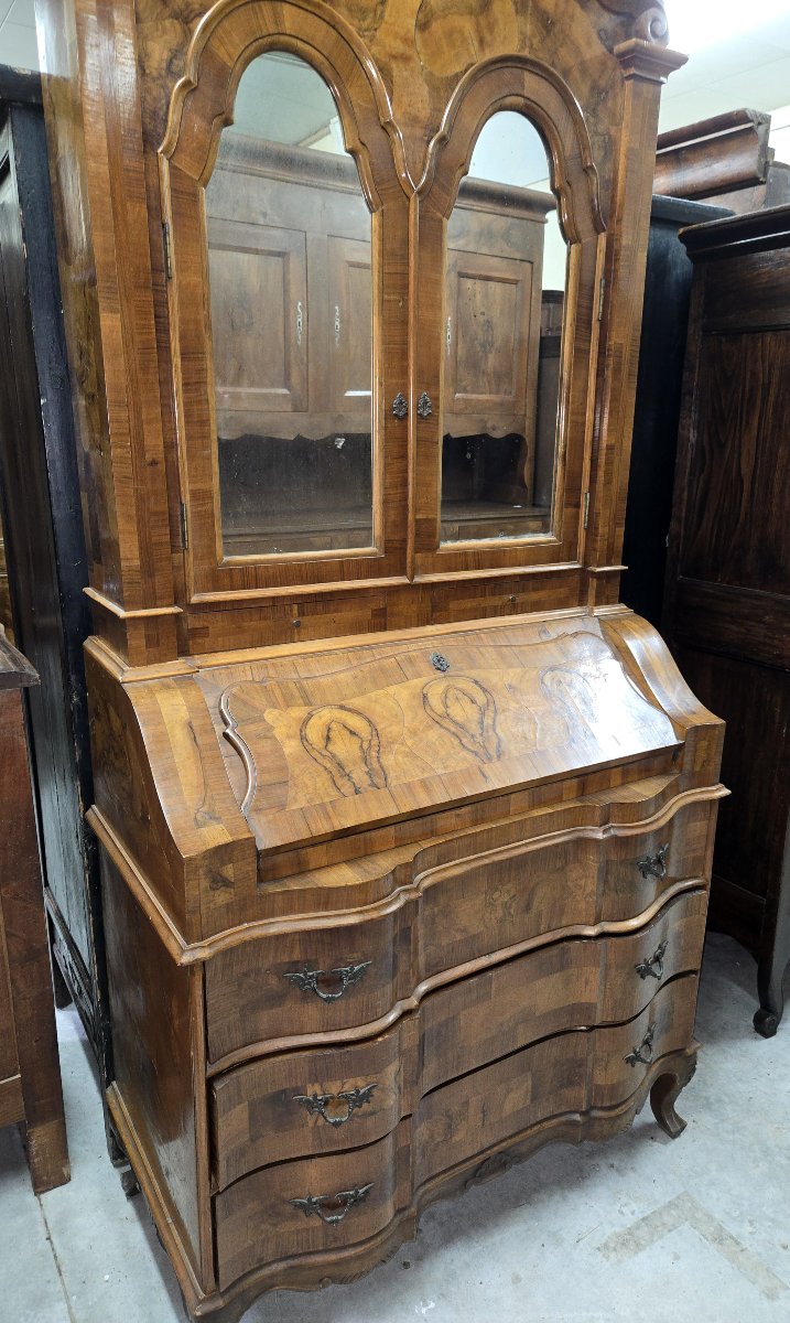 Louis XV Style Venetian Scriban Secretary In Inlaid Walnut-photo-8