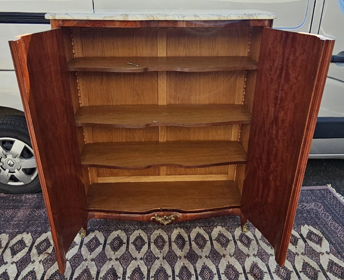 Buffet haut galbé en marqueterie – style Transition Louis XV / Louis XVI -photo-7