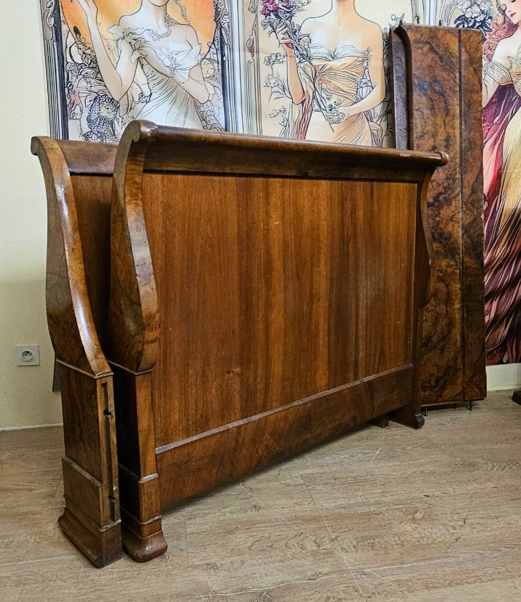 Walnut Burr Boat Bed - Charles X / Restoration / Louis Philippe Period-photo-2