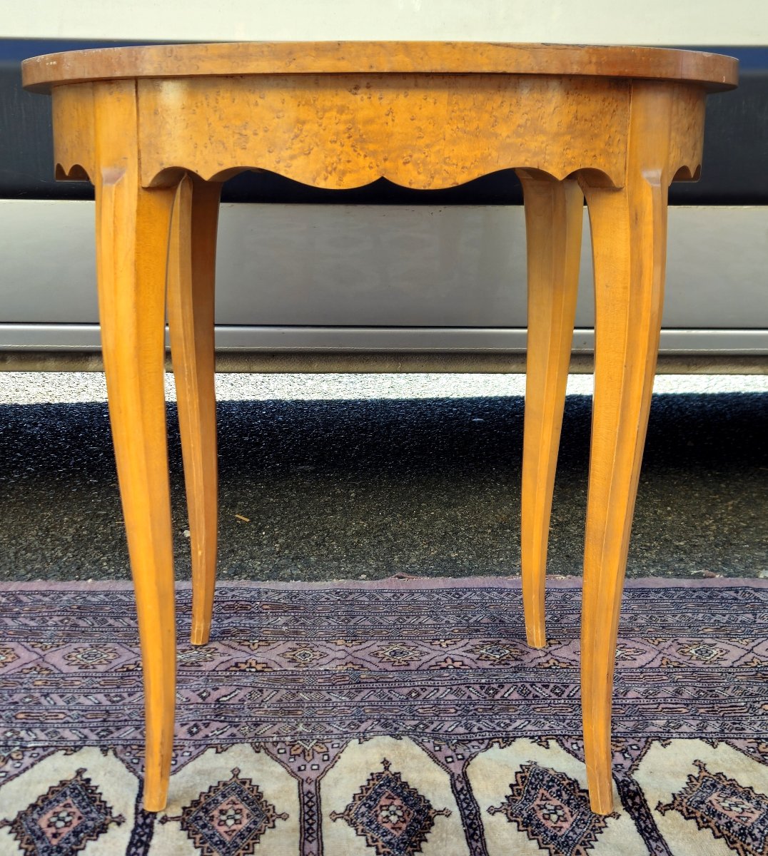 Art Deco Period Pedestal Table In Clear Burr Wood-photo-1