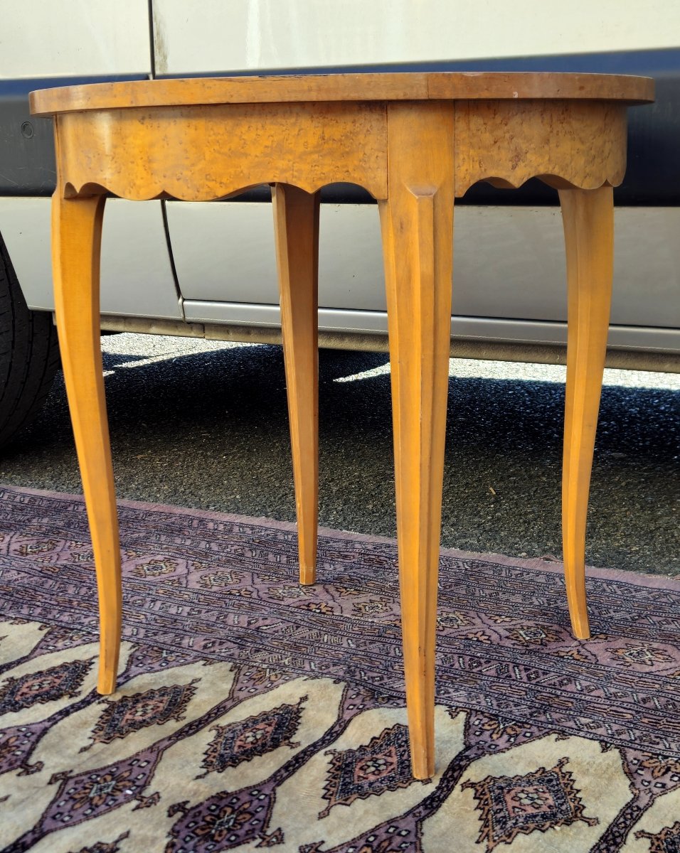 Art Deco Period Pedestal Table In Clear Burr Wood-photo-2