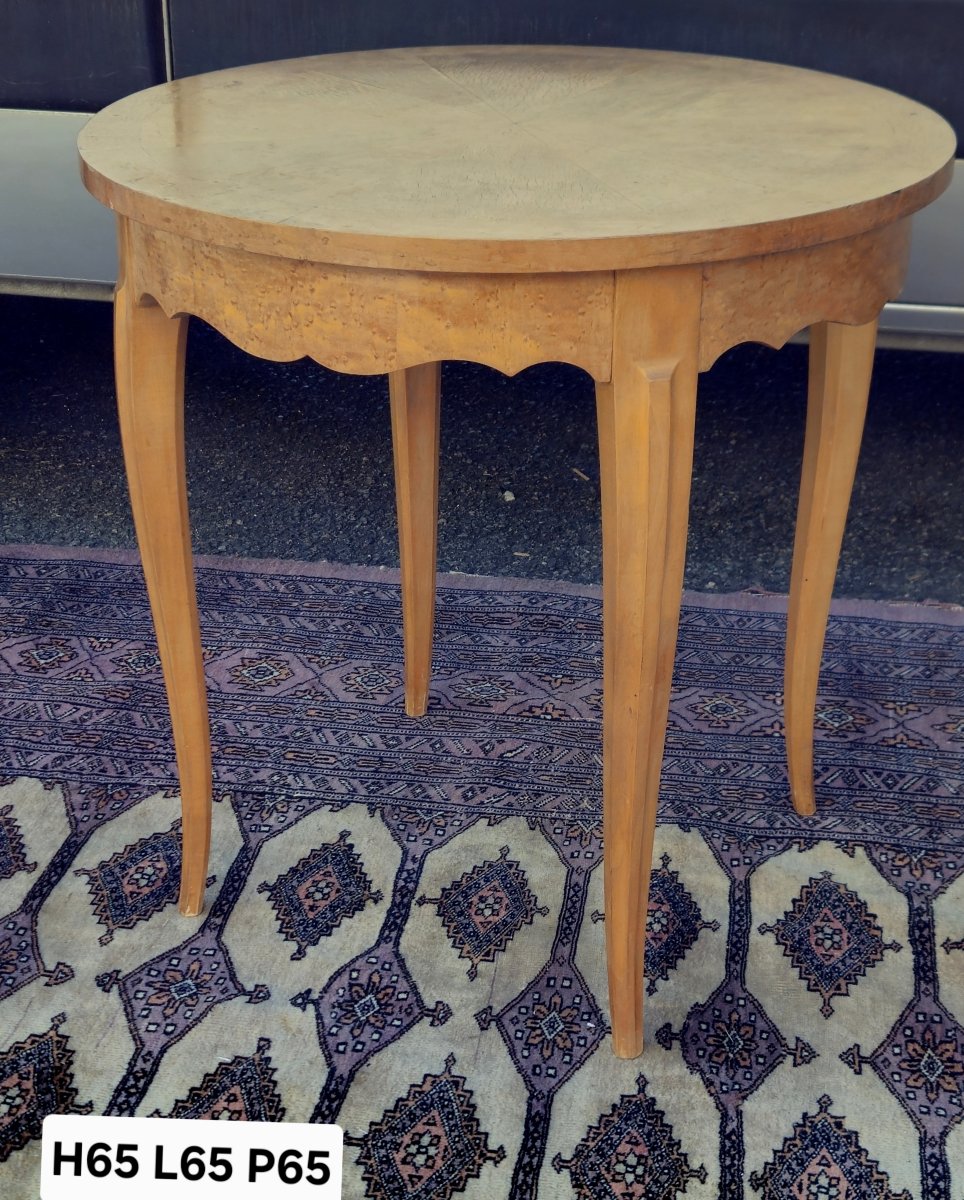 Art Deco Period Pedestal Table In Clear Burr Wood-photo-6