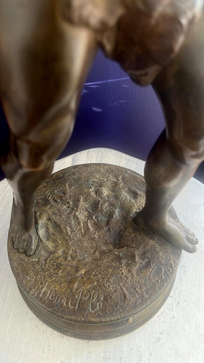 Henri Plé (1853-1922): Vainqueur Au Coq - Sculpture In Patinated Bronze - 19th Century-photo-7