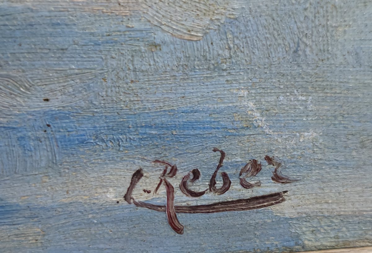 Reber - Marine With Sailboat - Oil On Canvas-photo-5