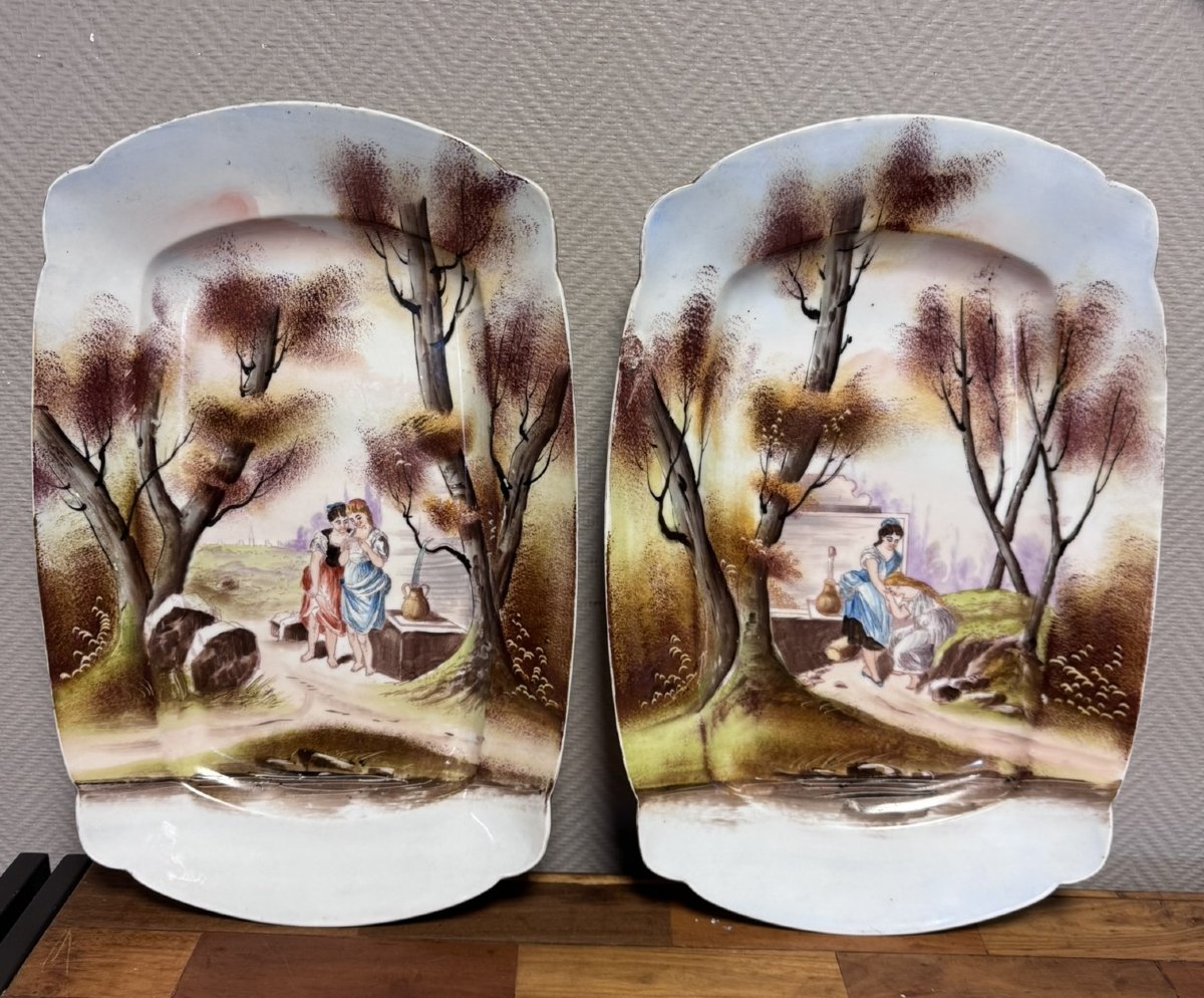 Pair Of Porcelain Dishes - Romantic Decor, D&c France, Late 19th Century-photo-2