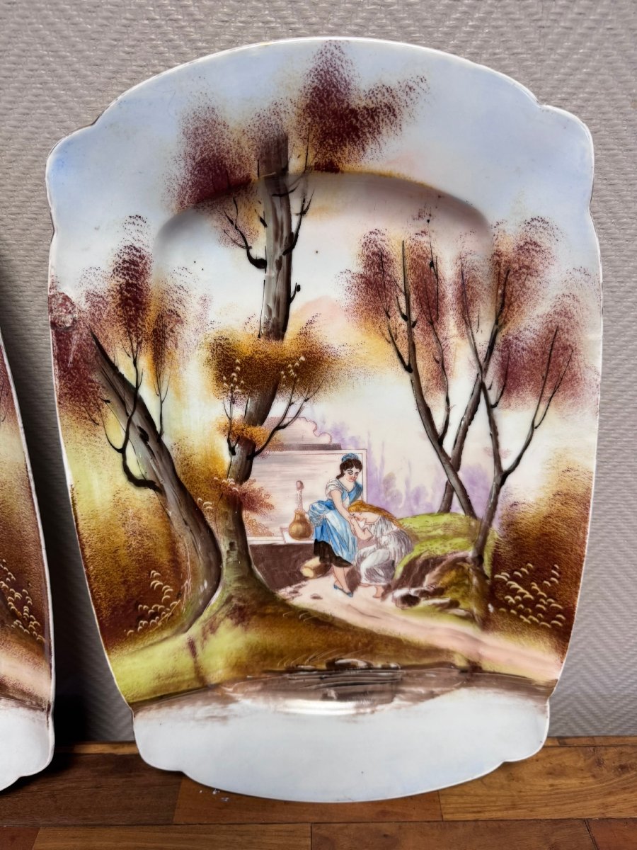 Pair Of Porcelain Dishes - Romantic Decor, D&c France, Late 19th Century-photo-3