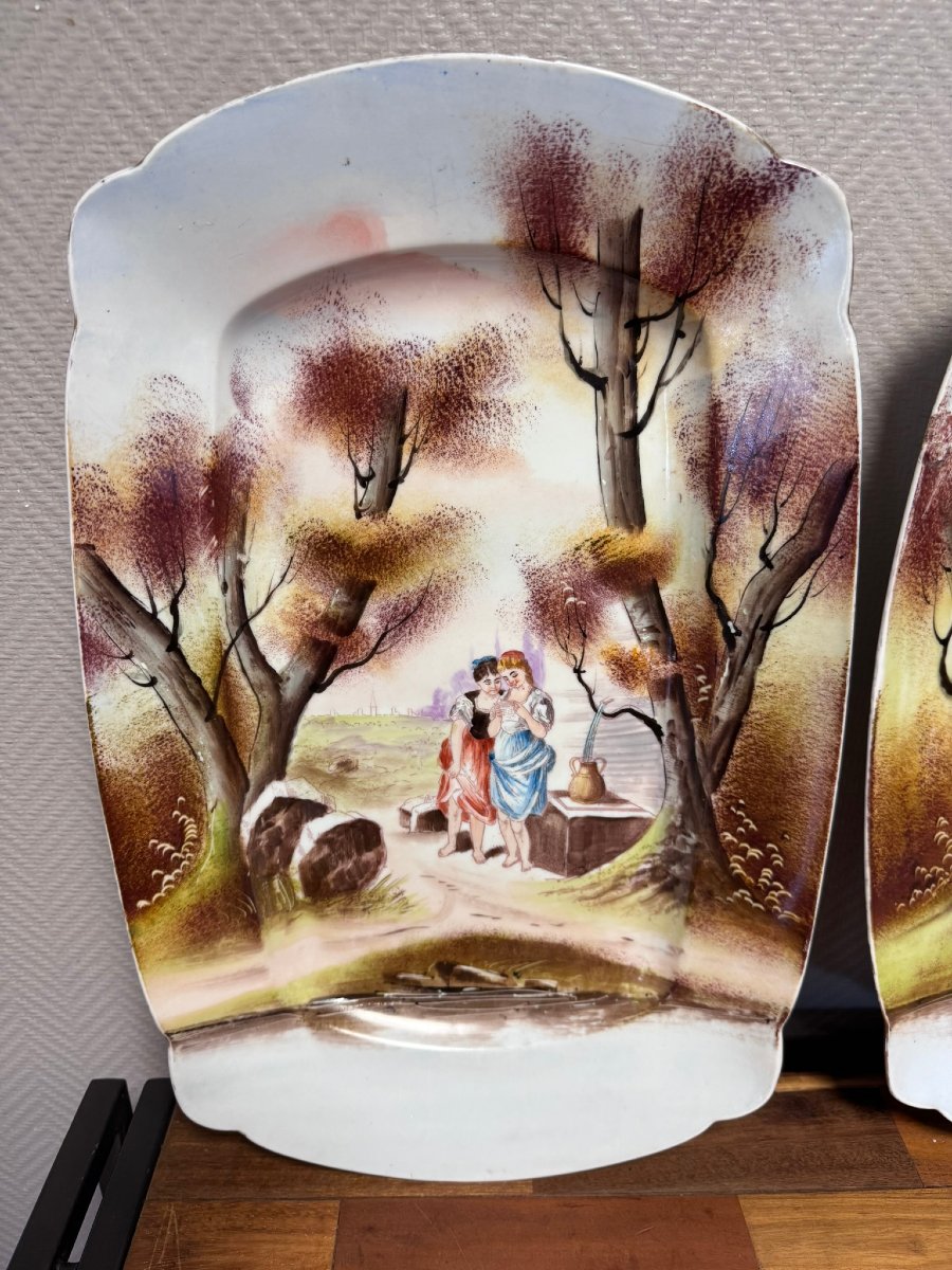 Pair Of Porcelain Dishes - Romantic Decor, D&c France, Late 19th Century-photo-5