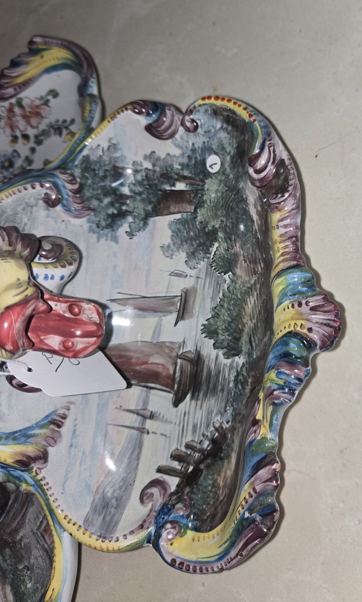 Large Earthenware Centerpiece, Hand-painted: Jules Verlingue Workshop In Desvres-photo-5