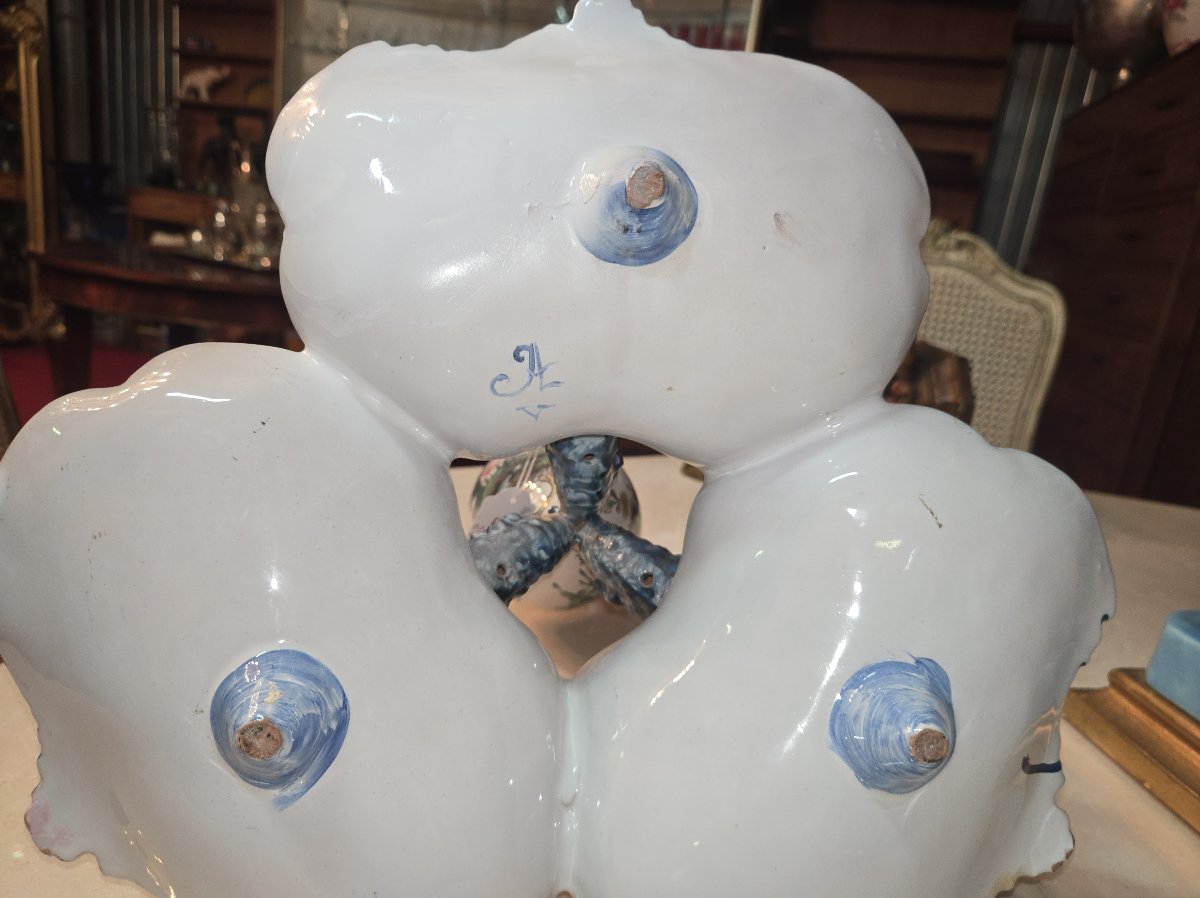 Large Earthenware Centerpiece, Hand-painted: Jules Verlingue Workshop In Desvres-photo-8