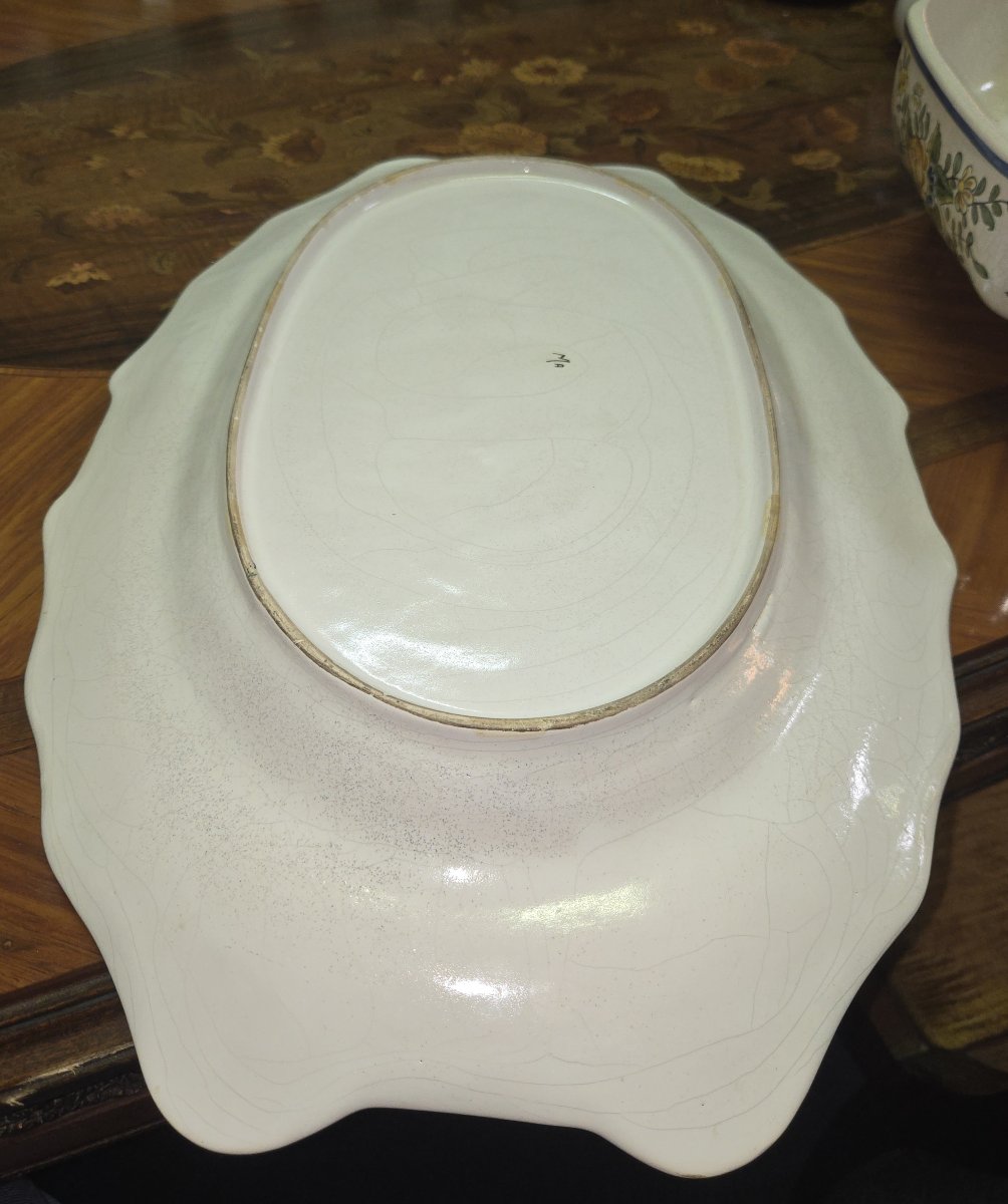 Huge Antique Earthenware Soup Tureen - Floral Design - With Matching Tray-photo-7