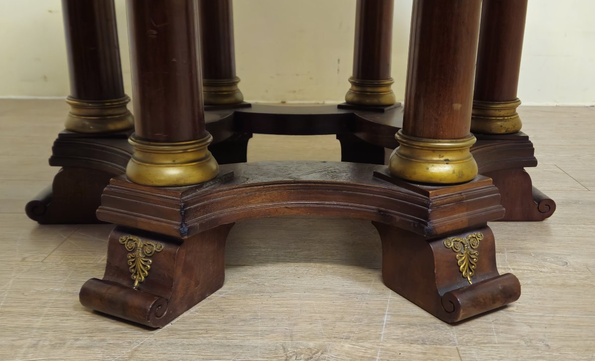 Large Round Table With Extensions - Column Base - Empire Period / Mahogany-photo-5