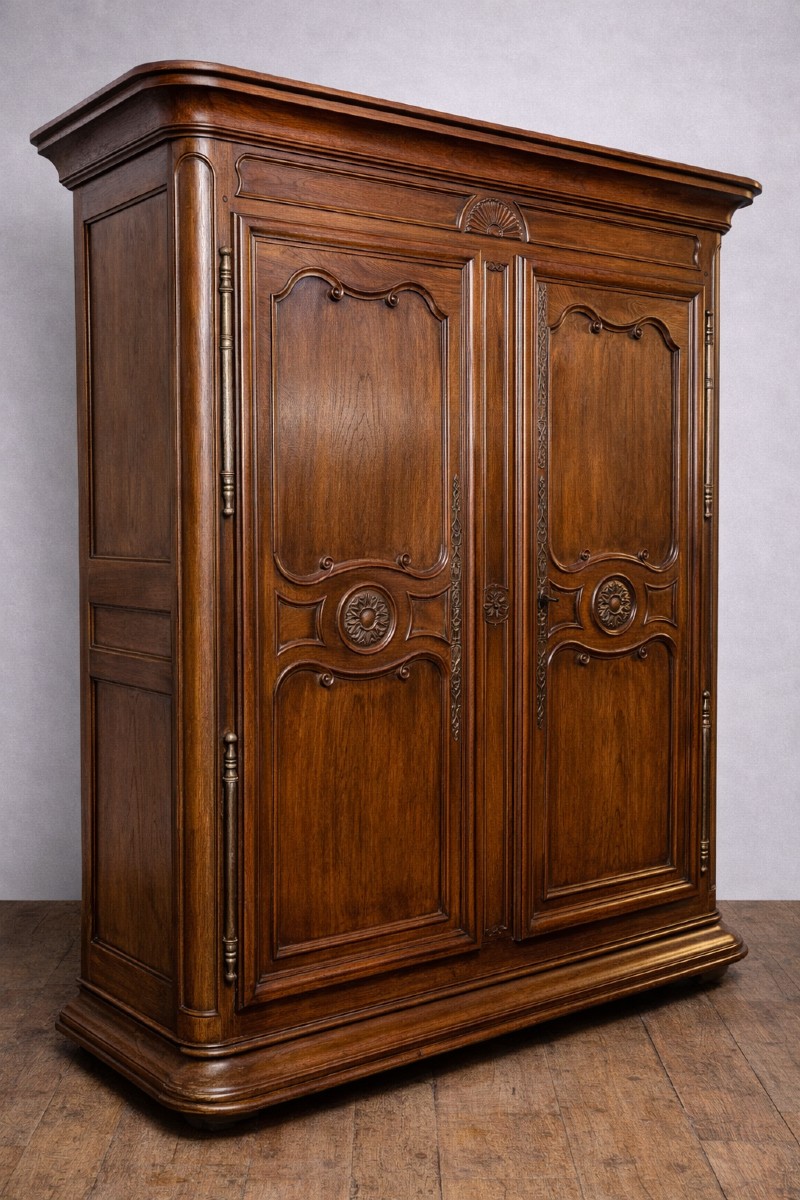 Importante armoire d’époque Louis XV en noyer massif 