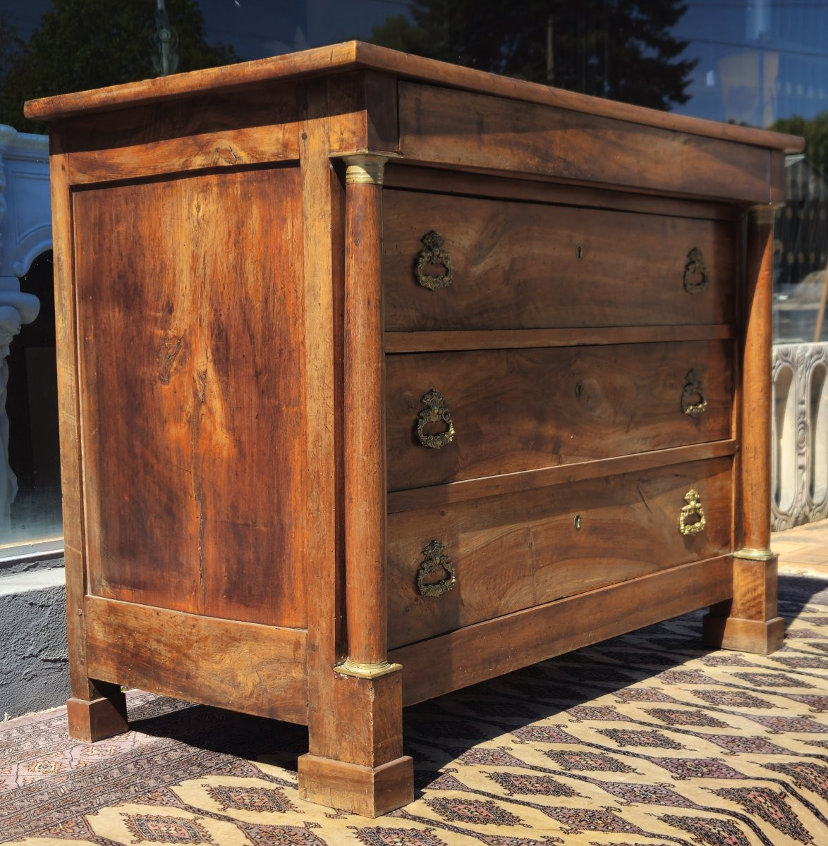 Empire Period Walnut Chest Of Drawers With Detached Columns-photo-2