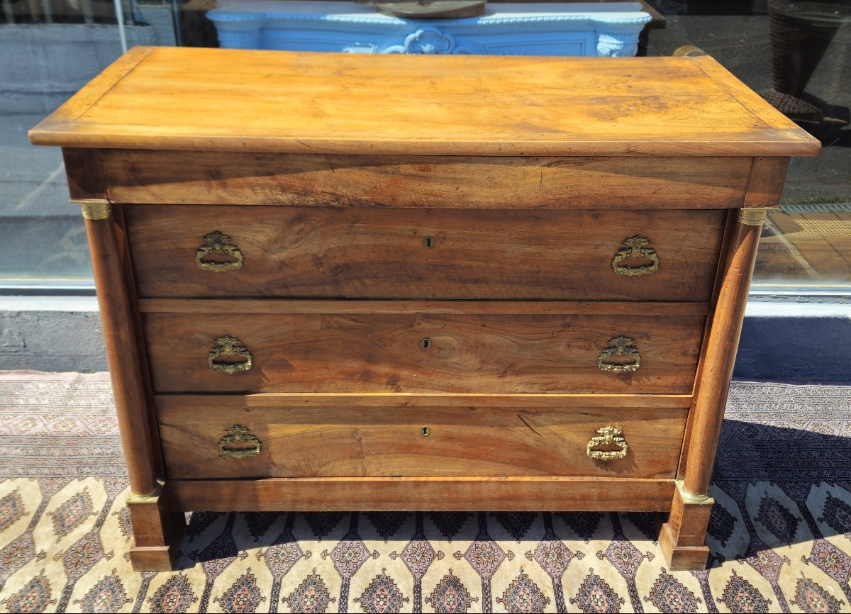 Empire Period Walnut Chest Of Drawers With Detached Columns-photo-3