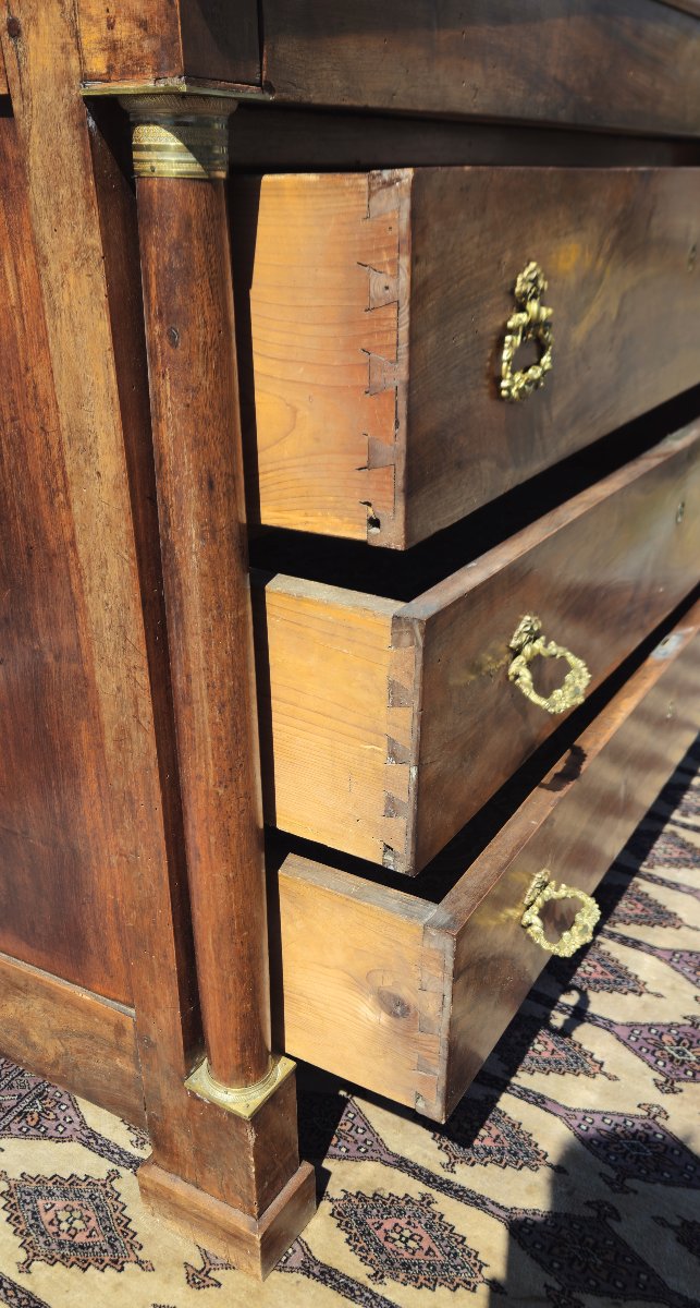 Empire Period Walnut Chest Of Drawers With Detached Columns-photo-5