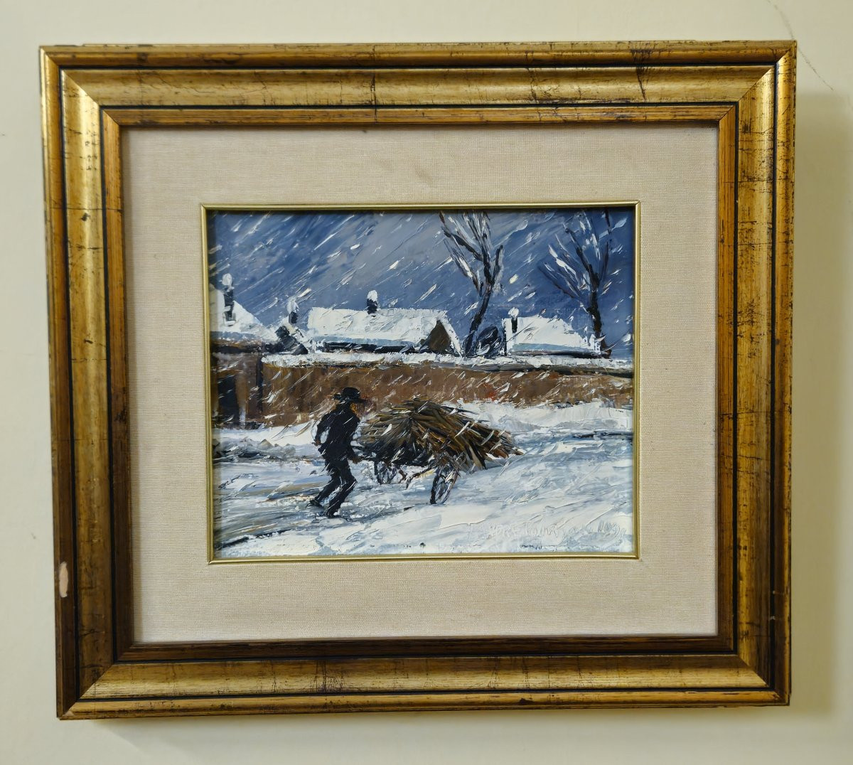 André Poirson – Scène hivernale animée – Huile sur toile    -photo-6