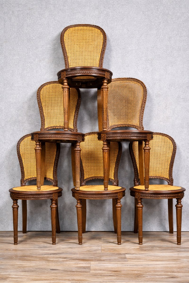 Set Of 6 Louis XVI Style Mahogany -photo-2
