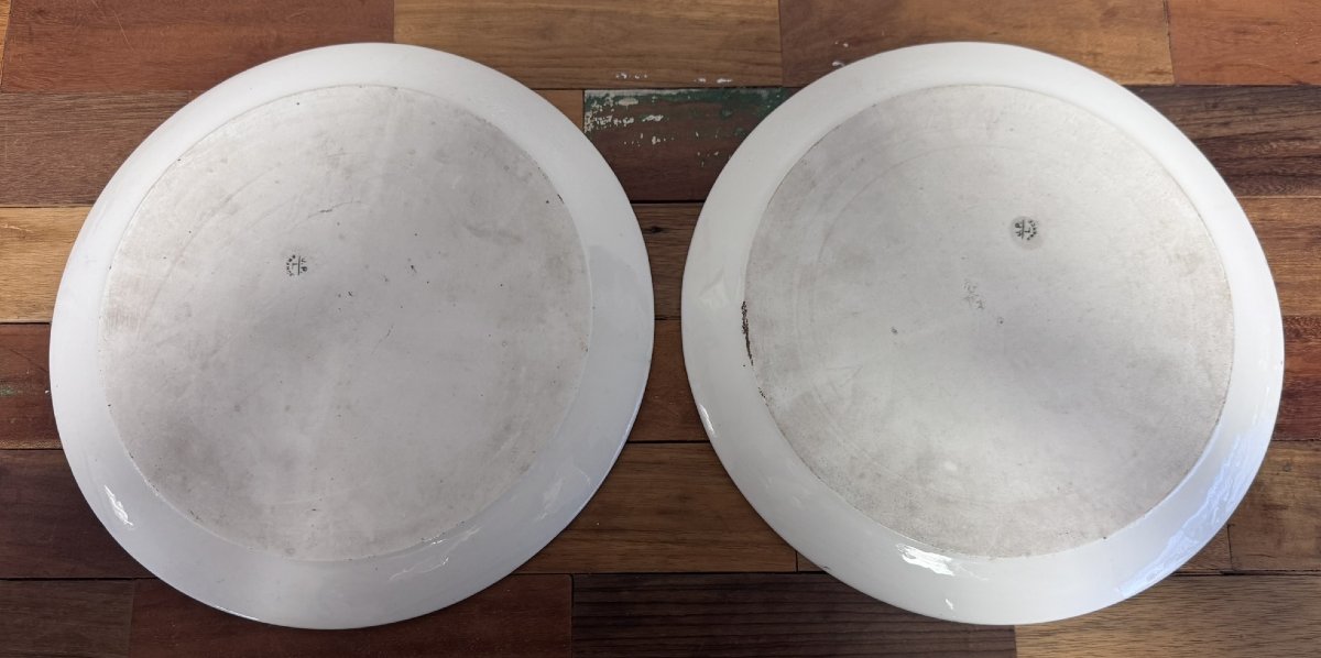 Paire de plats en Porcelaine fine – Décor scènes rurales, J.P.L France-photo-6