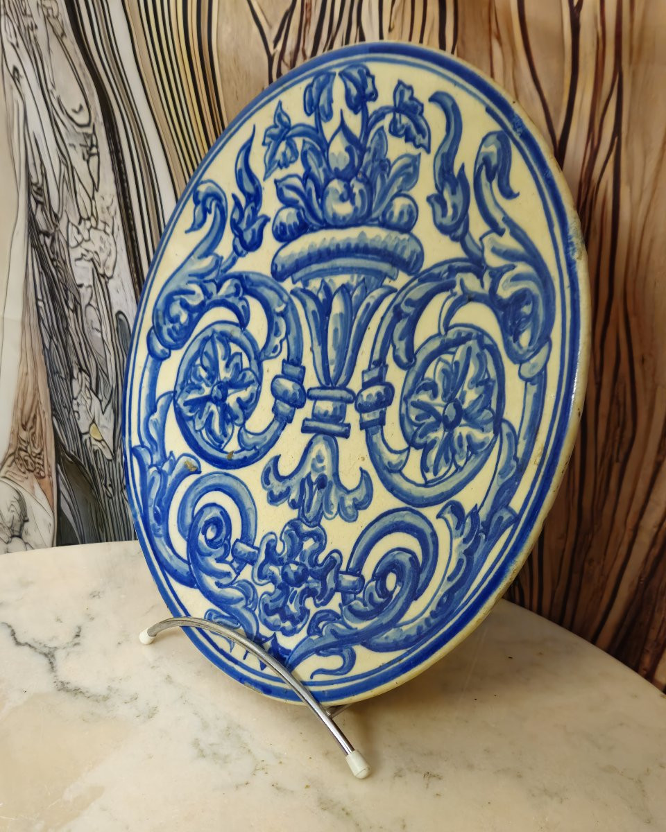 Assiette en faïence espagnole à décor bleu – XIXe siècle    -photo-2