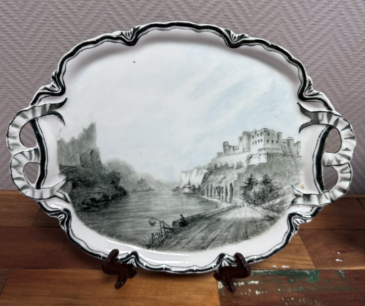 Paire de plats en faïence fine – Décor de paysages, HBC France-photo-1