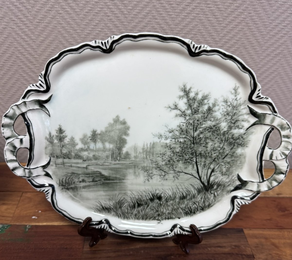 Paire de plats en faïence fine – Décor de paysages, HBC France-photo-3