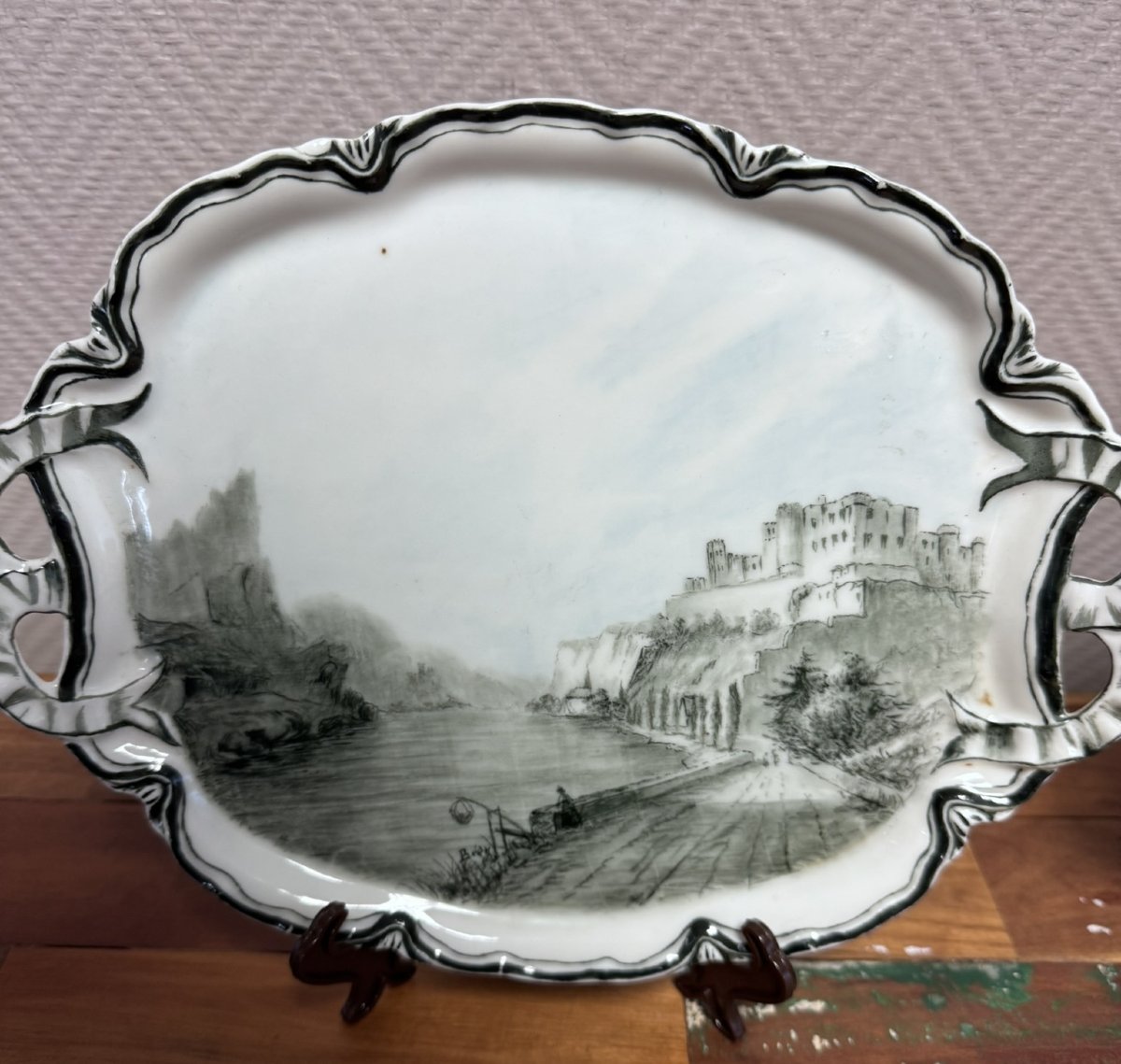 Paire de plats en faïence fine – Décor de paysages, HBC France-photo-5