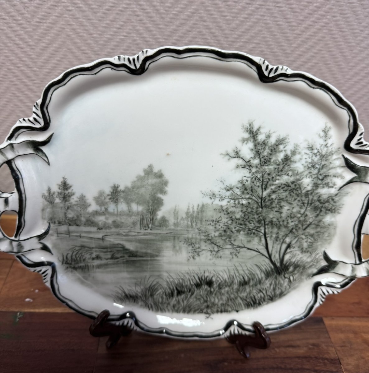 Paire de plats en faïence fine – Décor de paysages, HBC France-photo-6