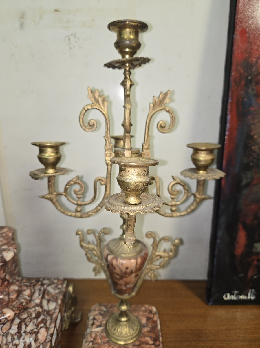 Garniture de cheminée ancienne – Jeanne d’Arc – XIXe Napoléon III   -photo-4