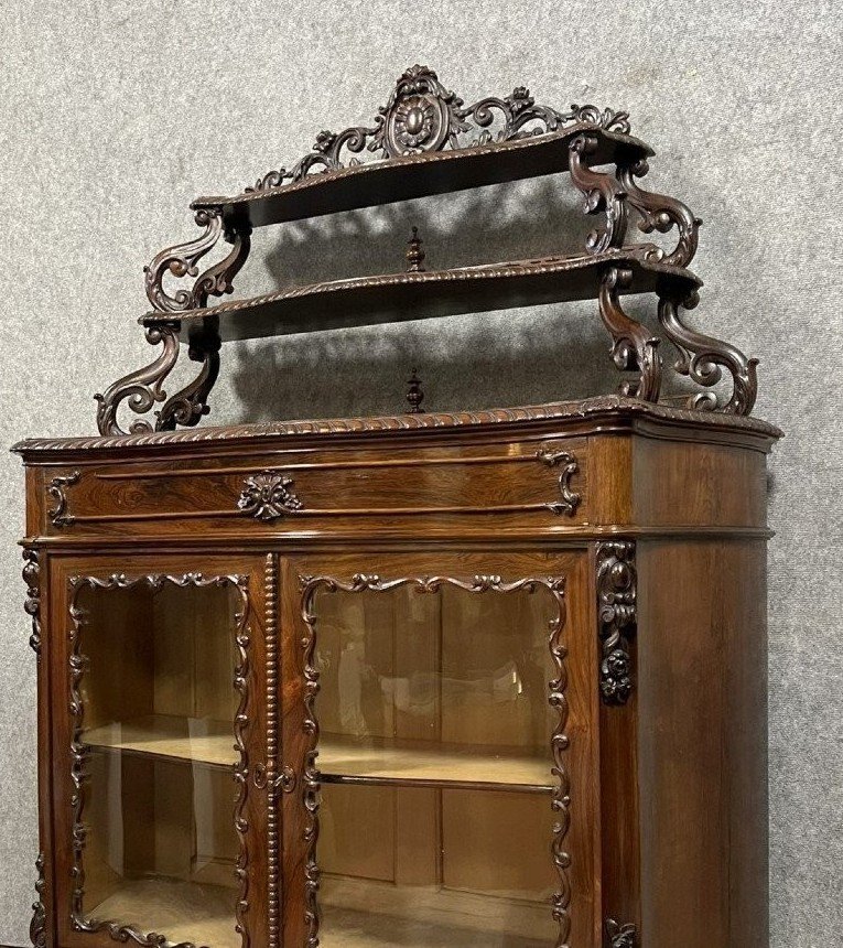 Napoleon III Period Curved Display Case In Mahogany-photo-8