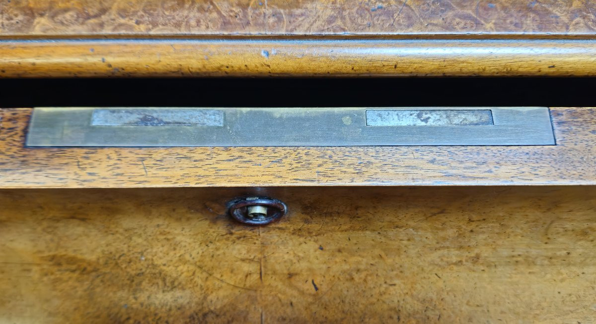 Commode Secrétaire en noyer avec étagère sculptée – époque Louis Philippe-photo-5