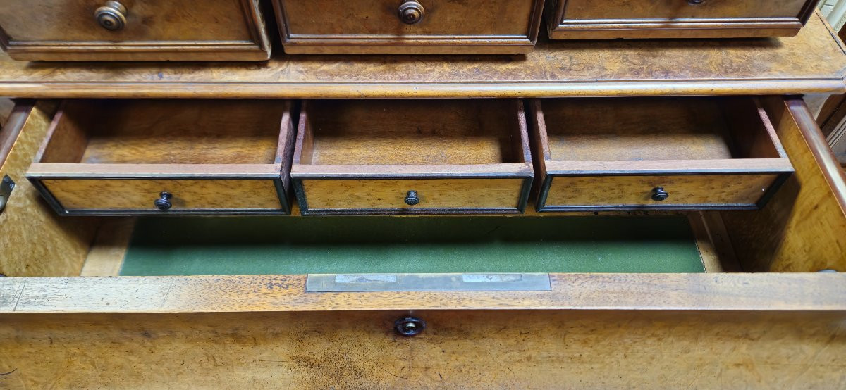 Commode Secrétaire en noyer avec étagère sculptée – époque Louis Philippe-photo-6