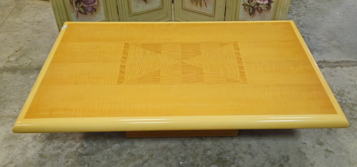 Design Coffee Table In Maple - Inlaid Top - 1970s-photo-2