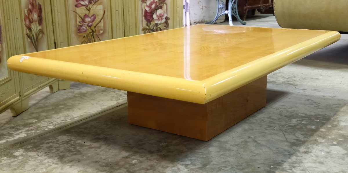 Design Coffee Table In Maple - Inlaid Top - 1970s-photo-3