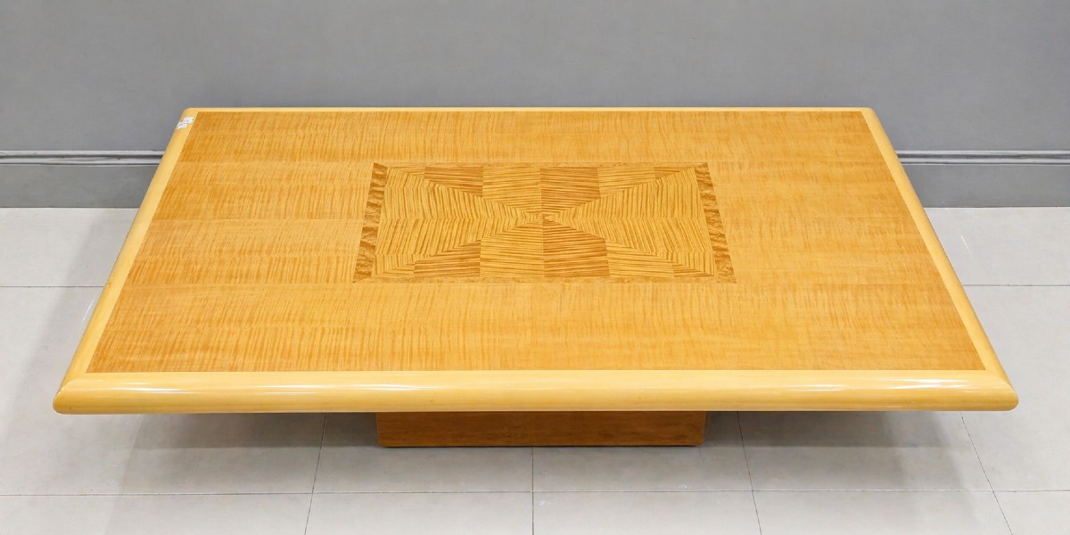 Design Coffee Table In Maple - Inlaid Top - 1970s