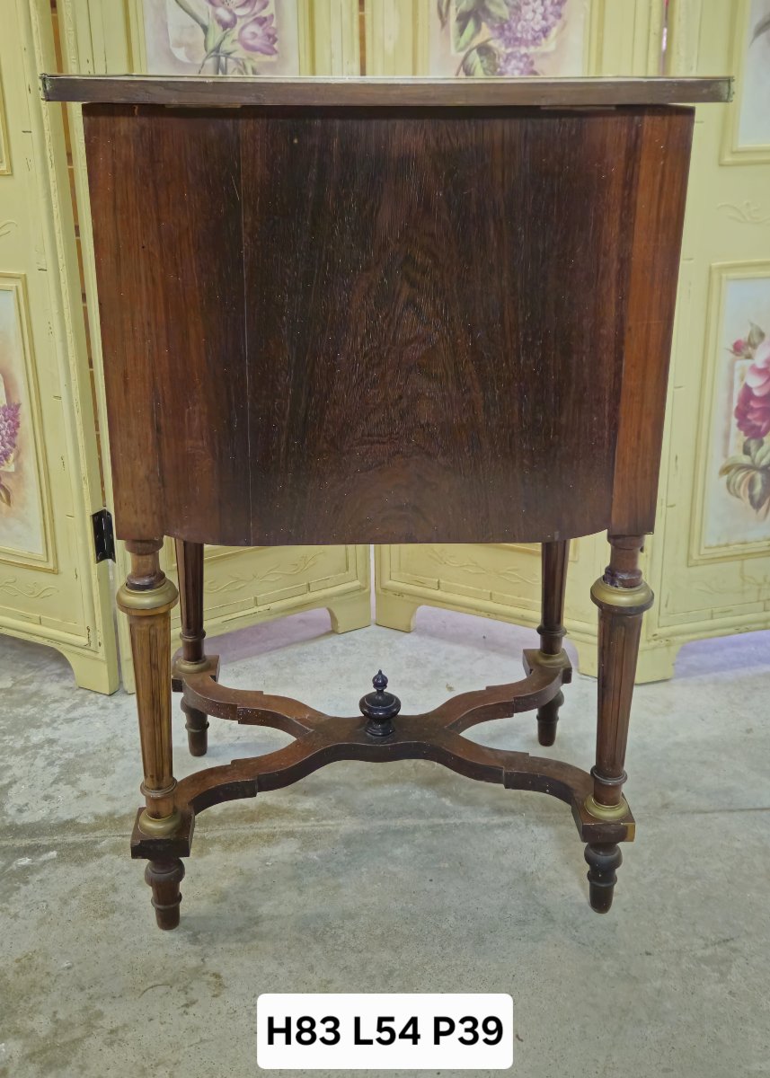 Commode travailleuse marquetée époque Napoléon III -photo-8