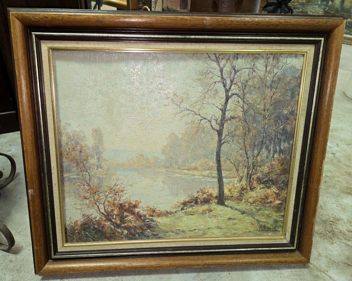 Oil On Canvas - Waterscape - Signed H. David-photo-2