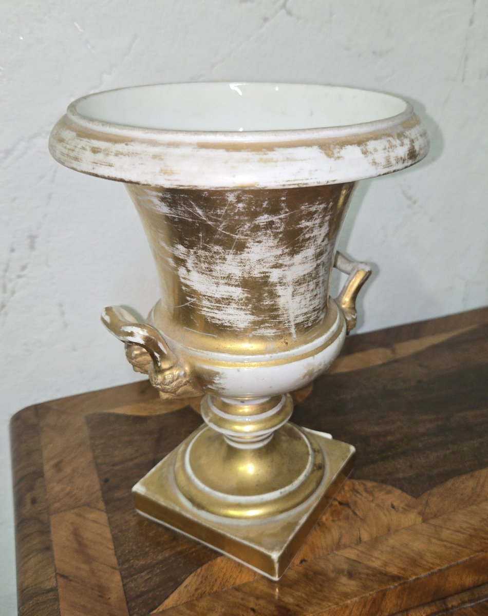 Gilded Porcelain Vase - Religious Décor - Virgin And Child - H 24 Cm-photo-4