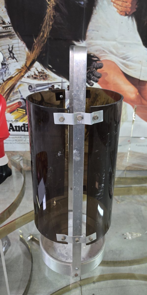 Fontana Arte Design Max Ingrand: Umbrella Stand In Metal And Plexiglas-photo-4