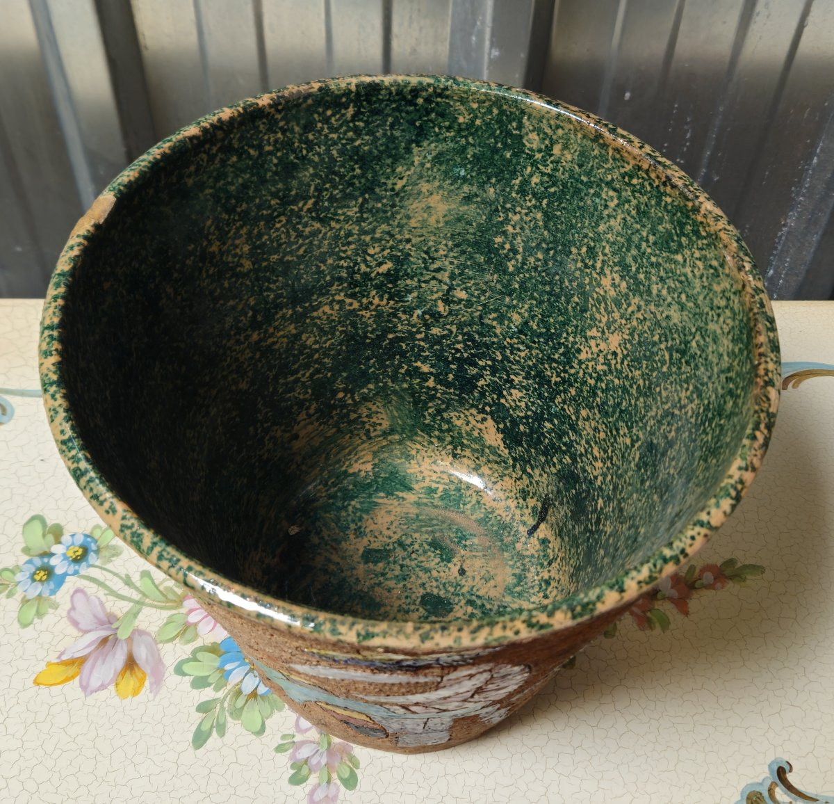 Glazed Ceramic Planter With Mexican Decor - Art Deco --photo-4
