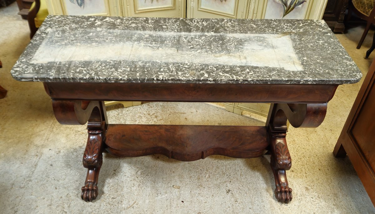 Restoration Empire Period Mahogany Console With Claw Feet-photo-4