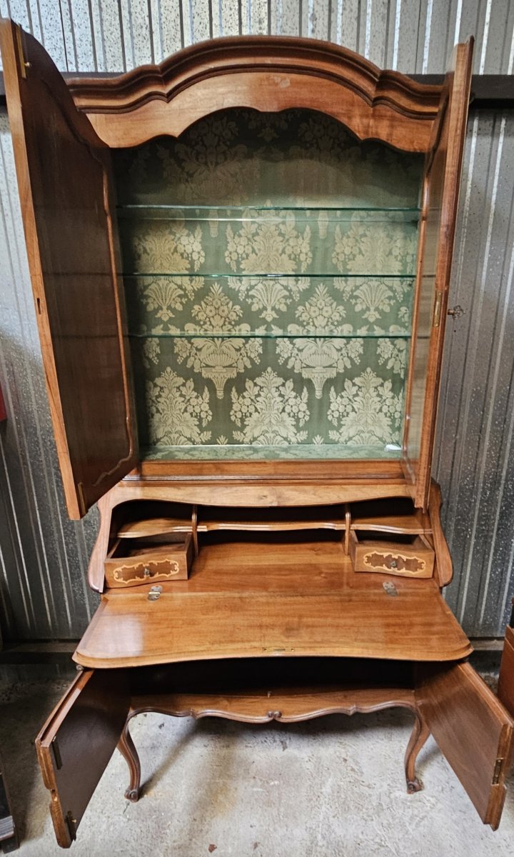 Louis XV Style Cabinet Bookcase In Marquetry-photo-7