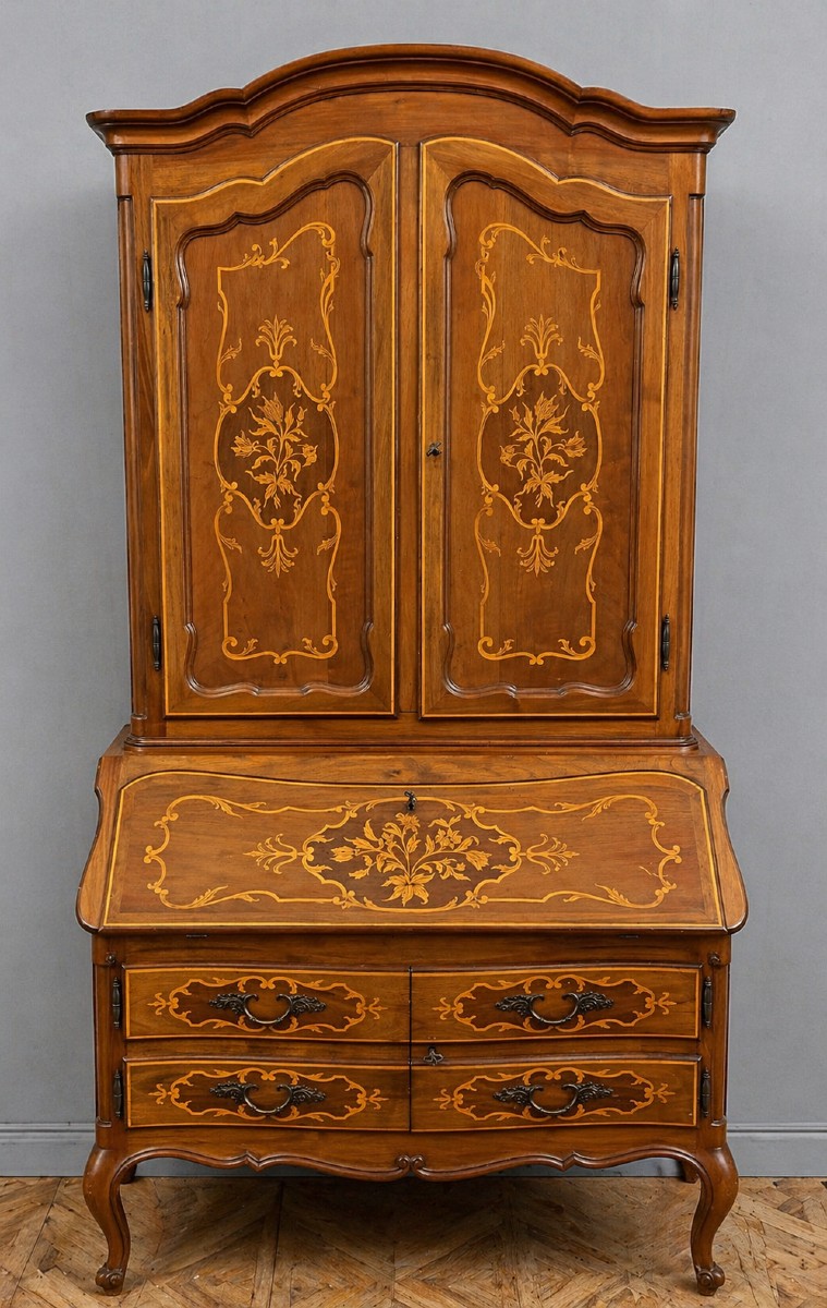 Louis XV Style Cabinet Bookcase In Marquetry