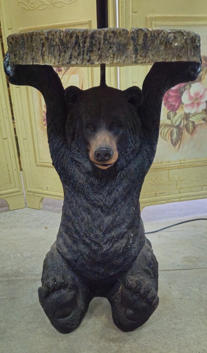 Paire de lampes ours en résine – tables d’appoint-photo-4