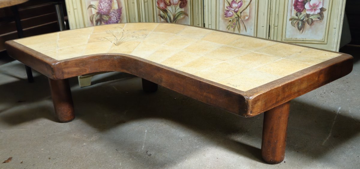 Biomorphic Ceramic Coffee Table - Signed Barrois - Années 50/60-photo-4