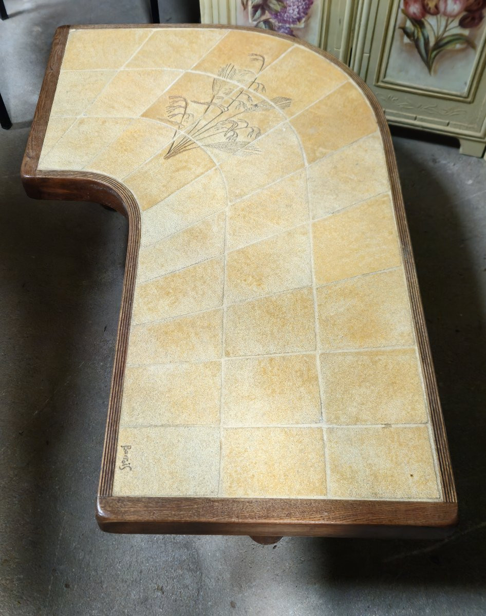 Biomorphic Ceramic Coffee Table - Signed Barrois - Années 50/60-photo-7