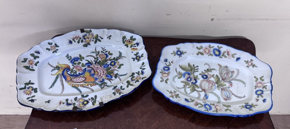Keller Et Guerin: Suite Of Two Polychrome Earthenware Dishes - 19th Century-photo-2