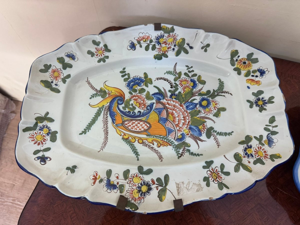 Keller Et Guerin: Suite Of Two Polychrome Earthenware Dishes - 19th Century-photo-3