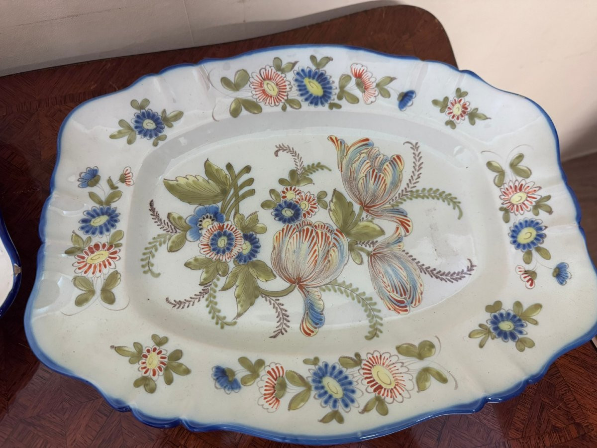 Keller Et Guerin: Suite Of Two Polychrome Earthenware Dishes - 19th Century-photo-4