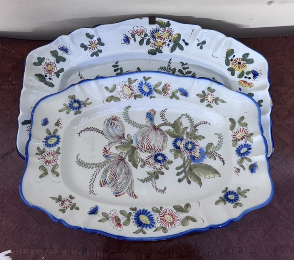 Keller Et Guerin: Suite Of Two Polychrome Earthenware Dishes - 19th Century-photo-7