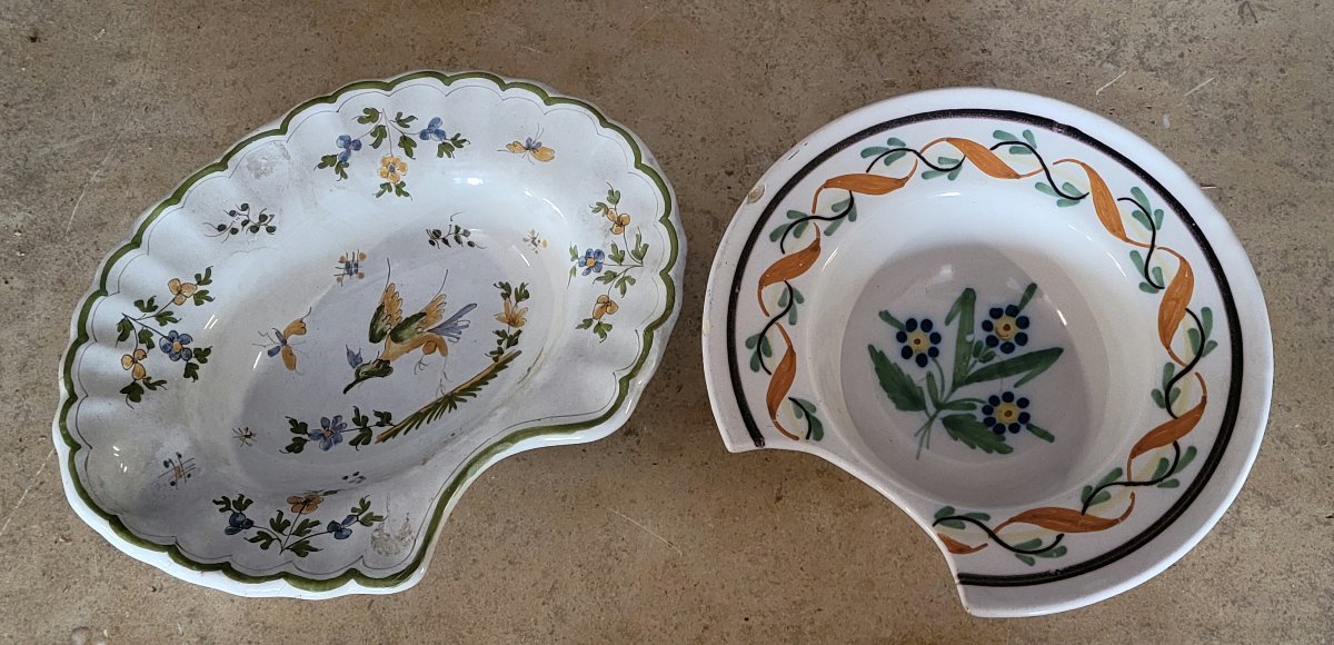 Deux plats à barbe en faïence – Moustiers et Est de la France – XIXe siècle -photo-3